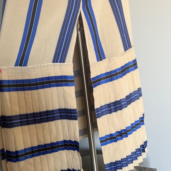 NWT H&M CONSCIOUS EXCLUSIVE STRIPED KAFTAN PLEATED TENCEL BUTTON COCKTAIL DRESS - Picture 7 of 16